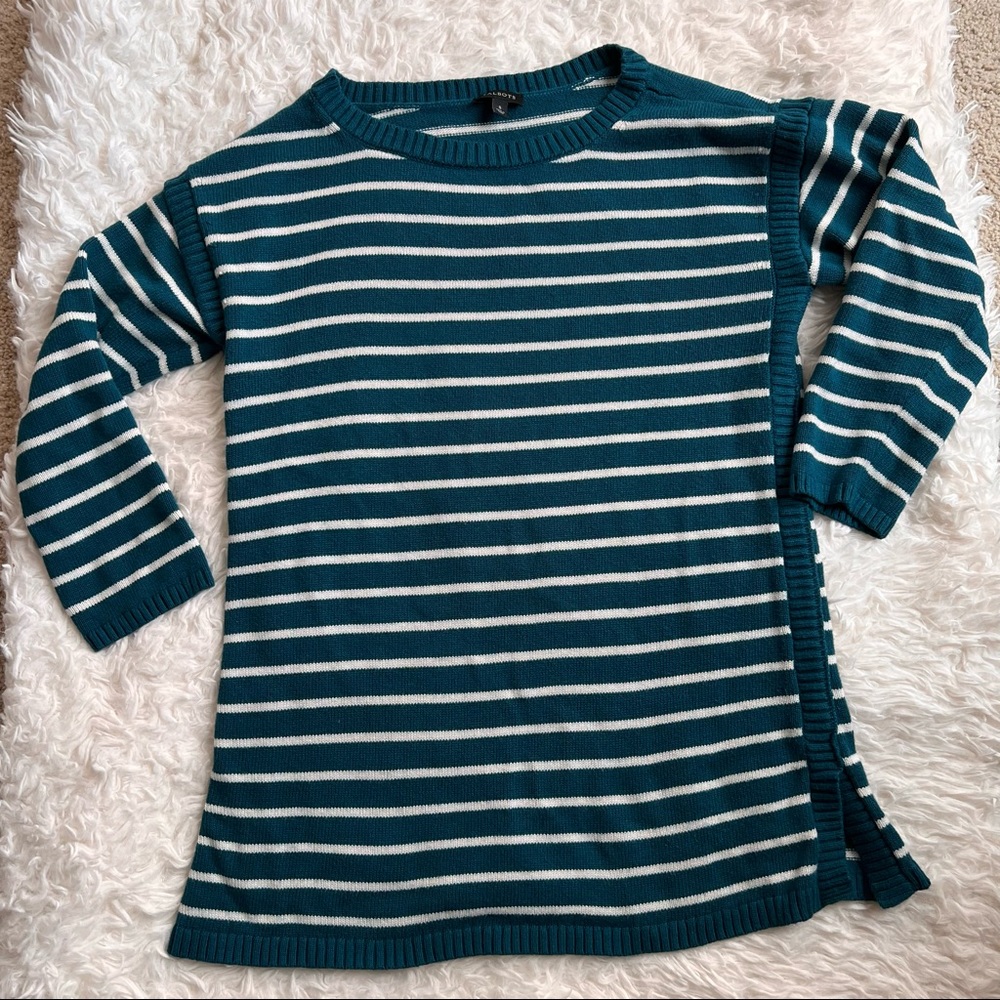 Talbots sweater size small teal stripes